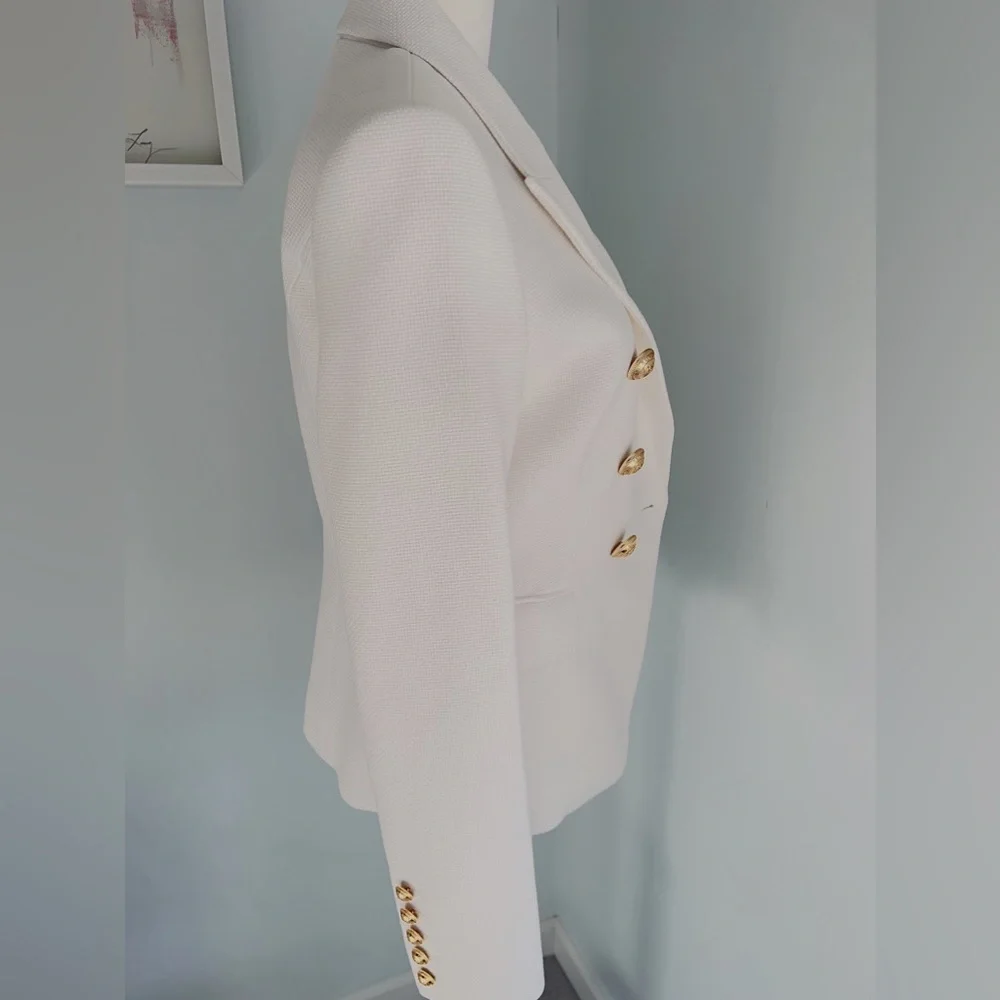 BALMAIN Double-Breasted Piqué Blazer - Picture 12 of 13